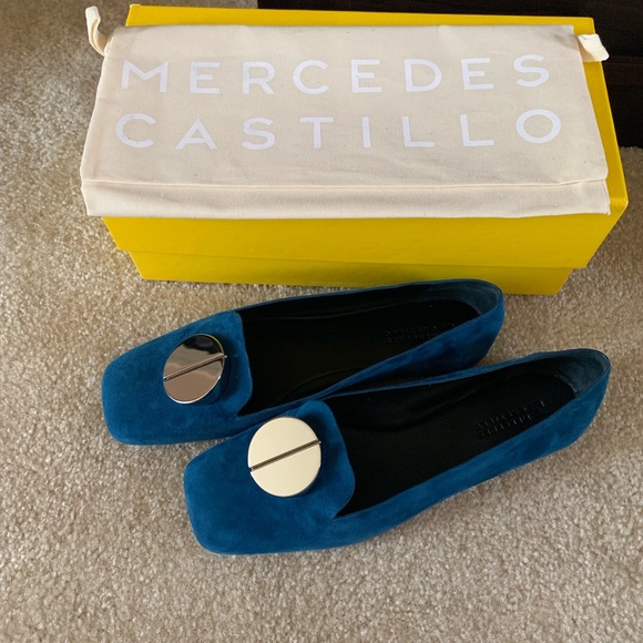 Mercedes Castillo blue suede flats women size